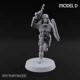 Not Here for Small Talk Human Gas-Masked Sci-Fi Soldiers — D · Chainsword and Pistol + Mace and Pistol + Knife and Pistol + Chainsword and Raised Pistol + Mace and Raised Pistol + Gun 7