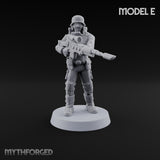 Not Here for Small Talk Human Gas-Masked Sci-Fi Soldiers — E · Gun 1 + Gun 2 + Gun 3 + Gun 4 + Gun 5 + Gun 6