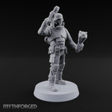 Not Here for Small Talk Human Sci-Fi Soldier E — Mace and Raised Pistol