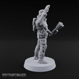 Not Here for Small Talk Human Sci-Fi Soldier E — Mace and Raised Pistol