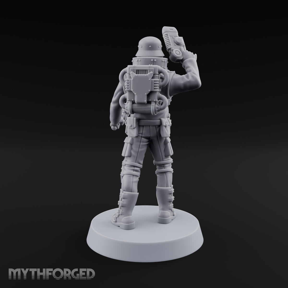 Not Here for Small Talk Human Sci-Fi Soldier E — Mace and Raised Pistol