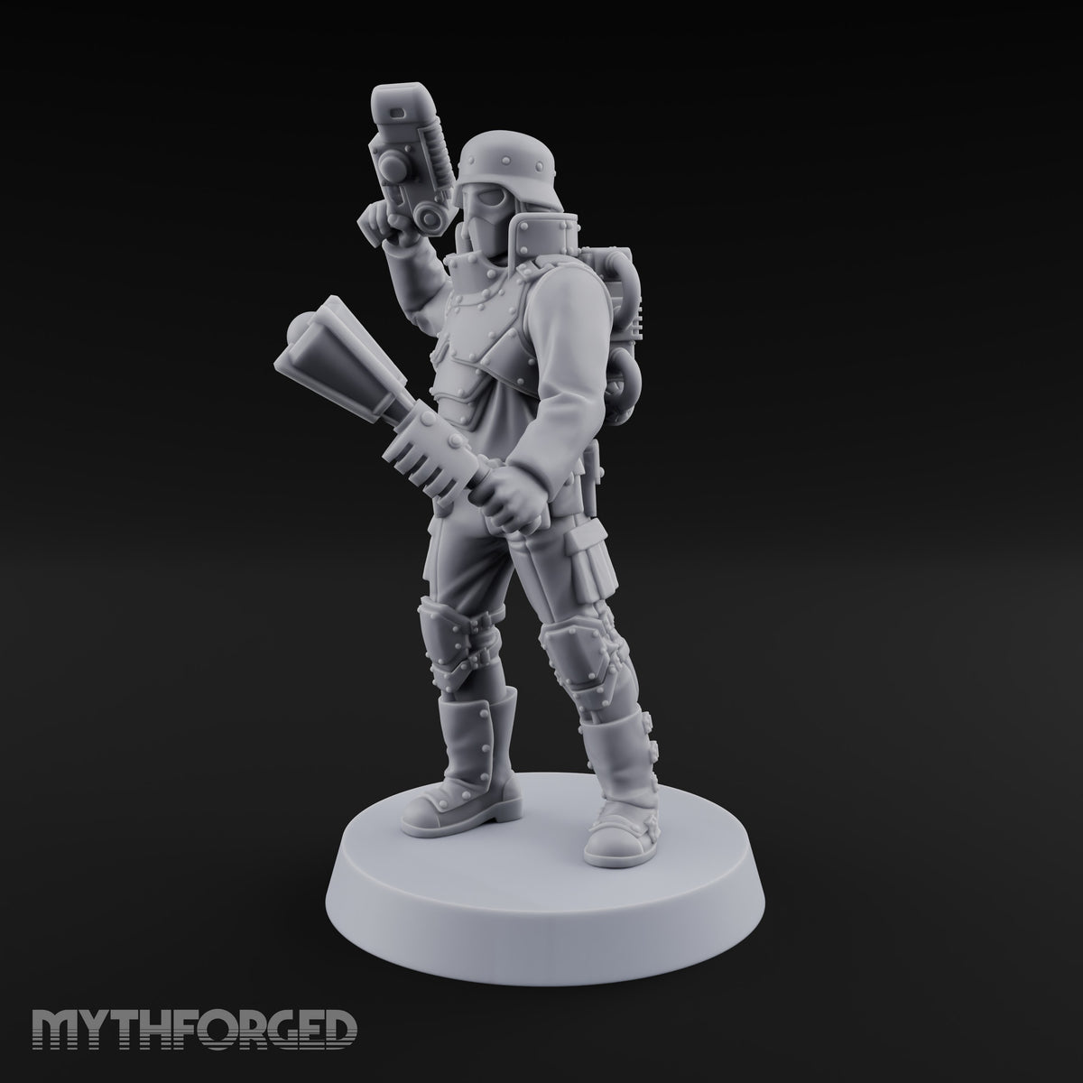 Not Here for Small Talk Human Sci-Fi Soldier E — Mace and Raised Pistol