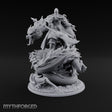 Stands Tall on Coiled Fury Human Bearded Warrior with Glaive and Coiled Eastern Dragon