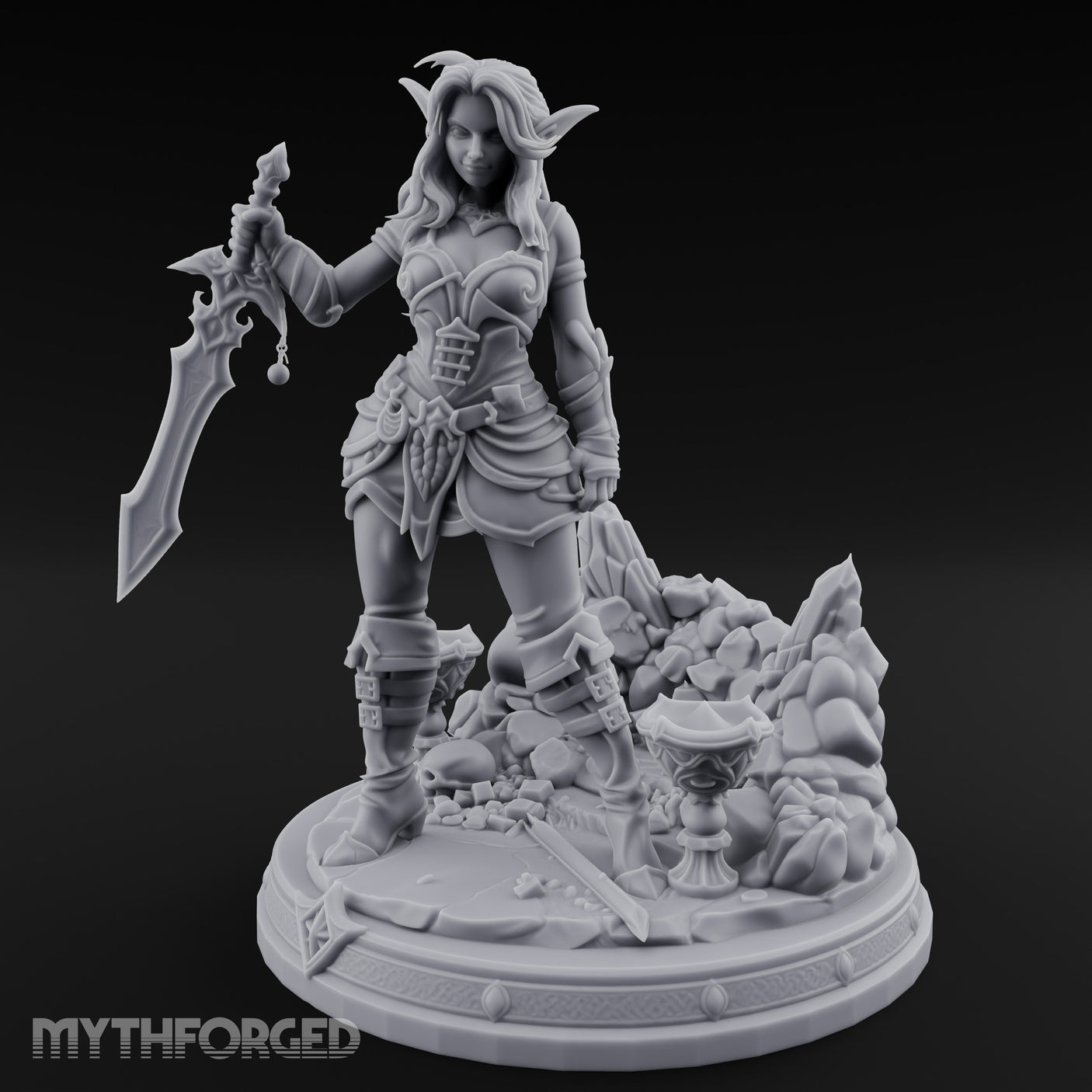 Jagged Blade Raised Smirking Elf Warrior gallery 15