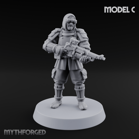 Weird War Japanese Ninja Riflemen Miniature for Dungeons and Dragons, Pathfinder or other TTRPGs
