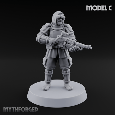 Weird War Japanese Ninja Riflemen Miniature for Dungeons and Dragons, Pathfinder or other TTRPGs