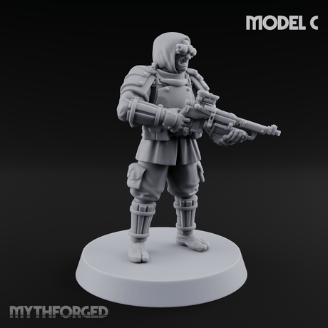 Weird War Japanese Ninja Riflemen C Miniature for Dungeons and Dragons, Pathfinder or other TTRPGs