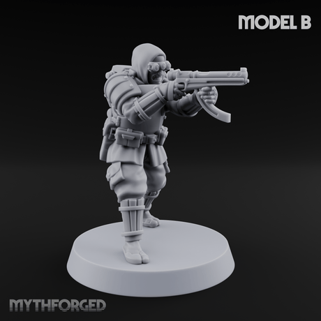 Weird War Japanese Ninja SMG Gunners B Miniature for Dungeons and Dragons, Pathfinder or other TTRPGs