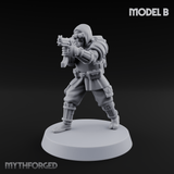 Weird War Japanese Ninja SMG Gunners B Miniature for Dungeons and Dragons, Pathfinder or other TTRPGs