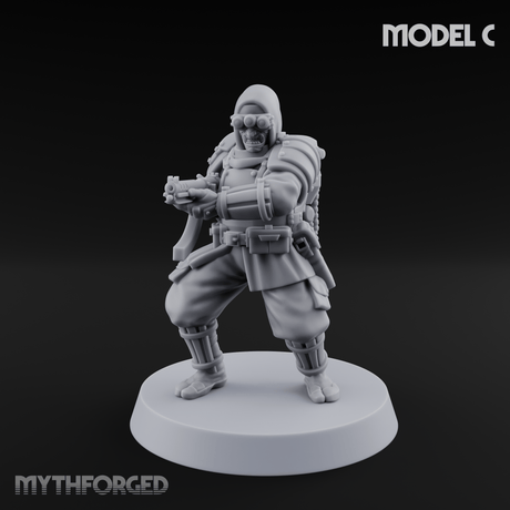 Weird War Japanese Ninja SMG Gunners Miniature for Dungeons and Dragons, Pathfinder or other TTRPGs