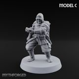 Weird War Japanese Ninja SMG Gunners C Miniature for Dungeons and Dragons, Pathfinder or other TTRPGs