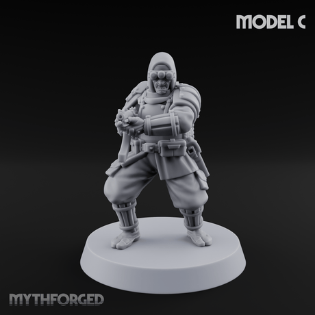 Weird War Japanese Ninja SMG Gunners Miniature for Dungeons and Dragons, Pathfinder or other TTRPGs