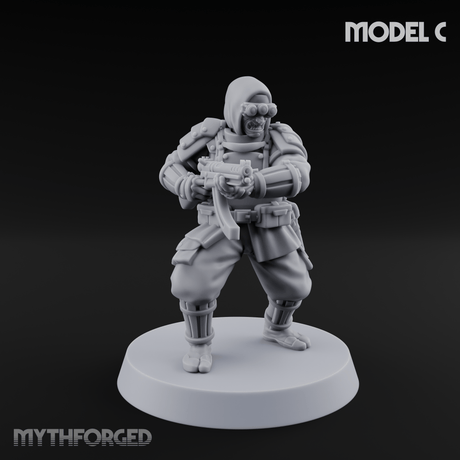 Weird War Japanese Ninja SMG Gunners Miniature for Dungeons and Dragons, Pathfinder or other TTRPGs