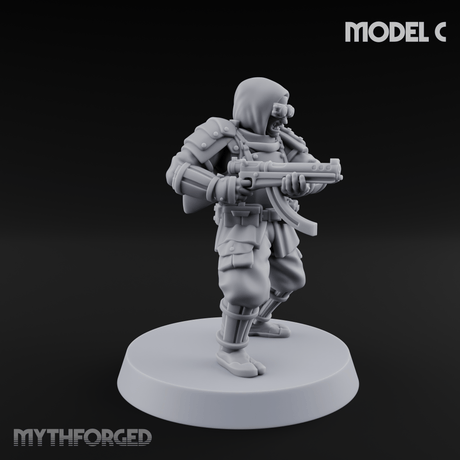 Weird War Japanese Ninja SMG Gunners C Miniature for Dungeons and Dragons, Pathfinder or other TTRPGs