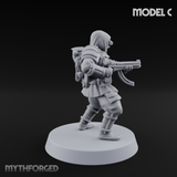 Weird War Japanese Ninja SMG Gunners C Miniature for Dungeons and Dragons, Pathfinder or other TTRPGs