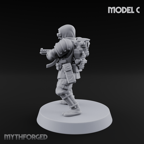 Weird War Japanese Ninja SMG Gunners C Miniature for Dungeons and Dragons, Pathfinder or other TTRPGs
