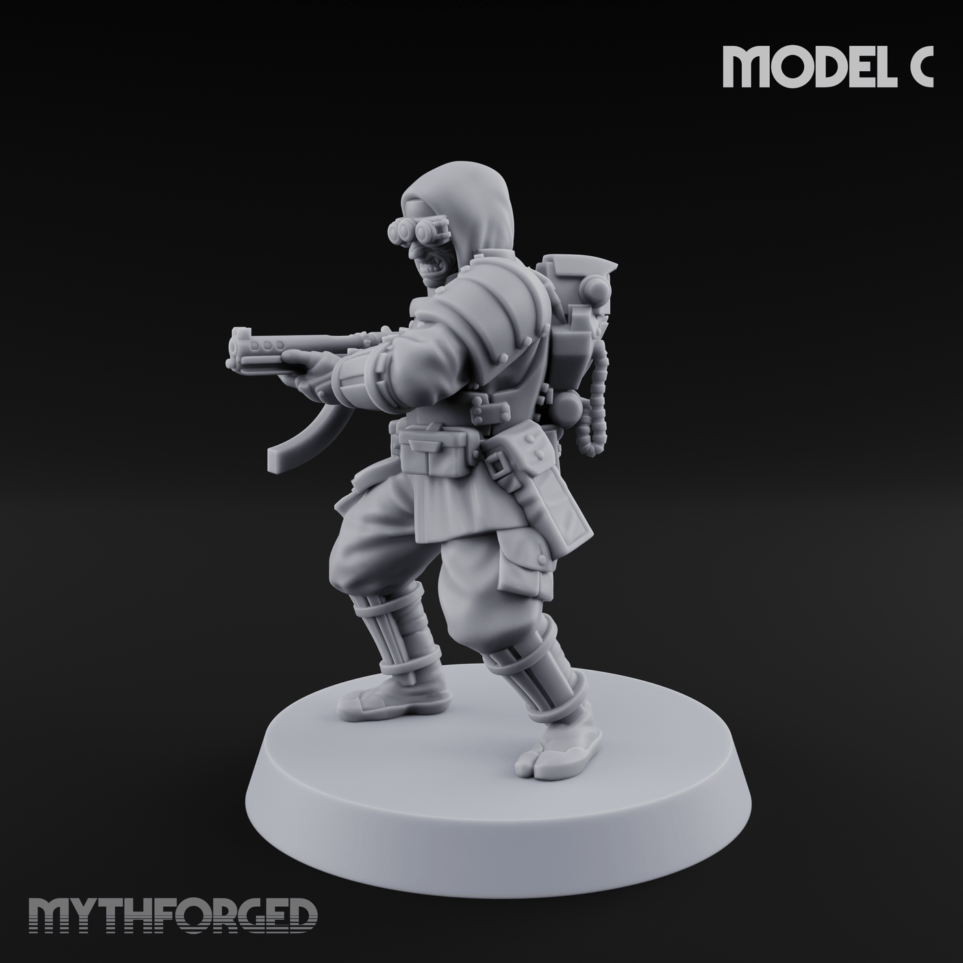 Weird War Japanese Ninja SMG Gunners C Miniature for Dungeons and Dragons, Pathfinder or other TTRPGs