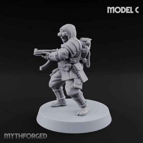 Weird War Japanese Ninja SMG Gunners C Miniature for Dungeons and Dragons, Pathfinder or other TTRPGs