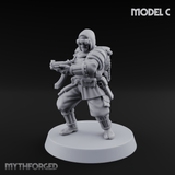 Weird War Japanese Ninja SMG Gunners C Miniature for Dungeons and Dragons, Pathfinder or other TTRPGs
