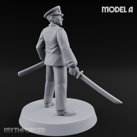 Weird War Japanese Officers A Miniature for Dungeons and Dragons, Pathfinder or other TTRPGs