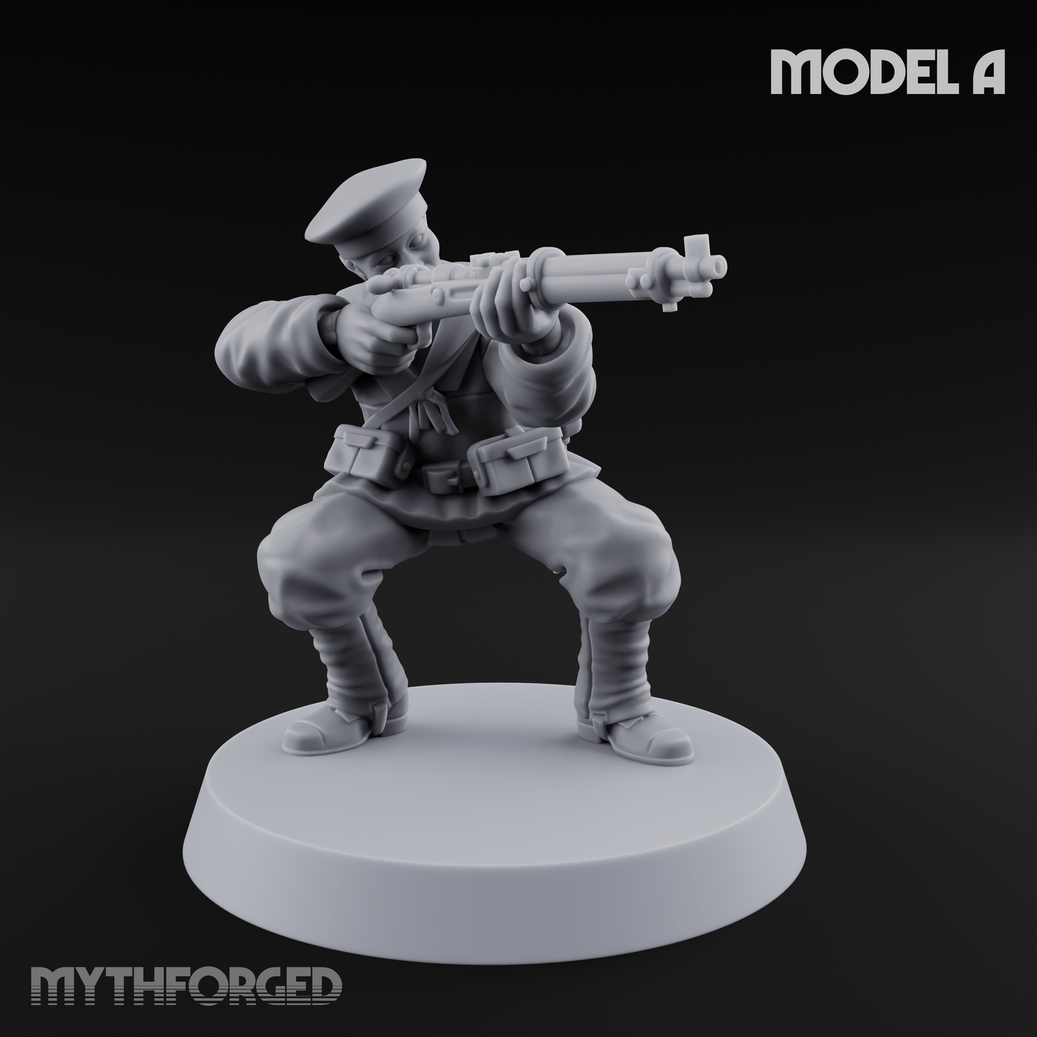 Weird War Japanese Aiming Riflemen Miniature for Dungeons and Dragons, Pathfinder or other TTRPGs