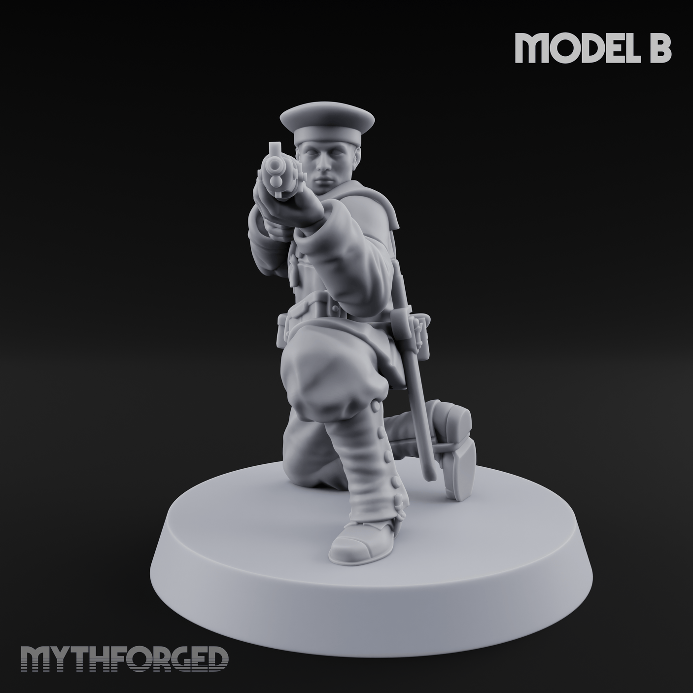Weird War Japanese Aiming Riflemen Miniature for Dungeons and Dragons, Pathfinder or other TTRPGs