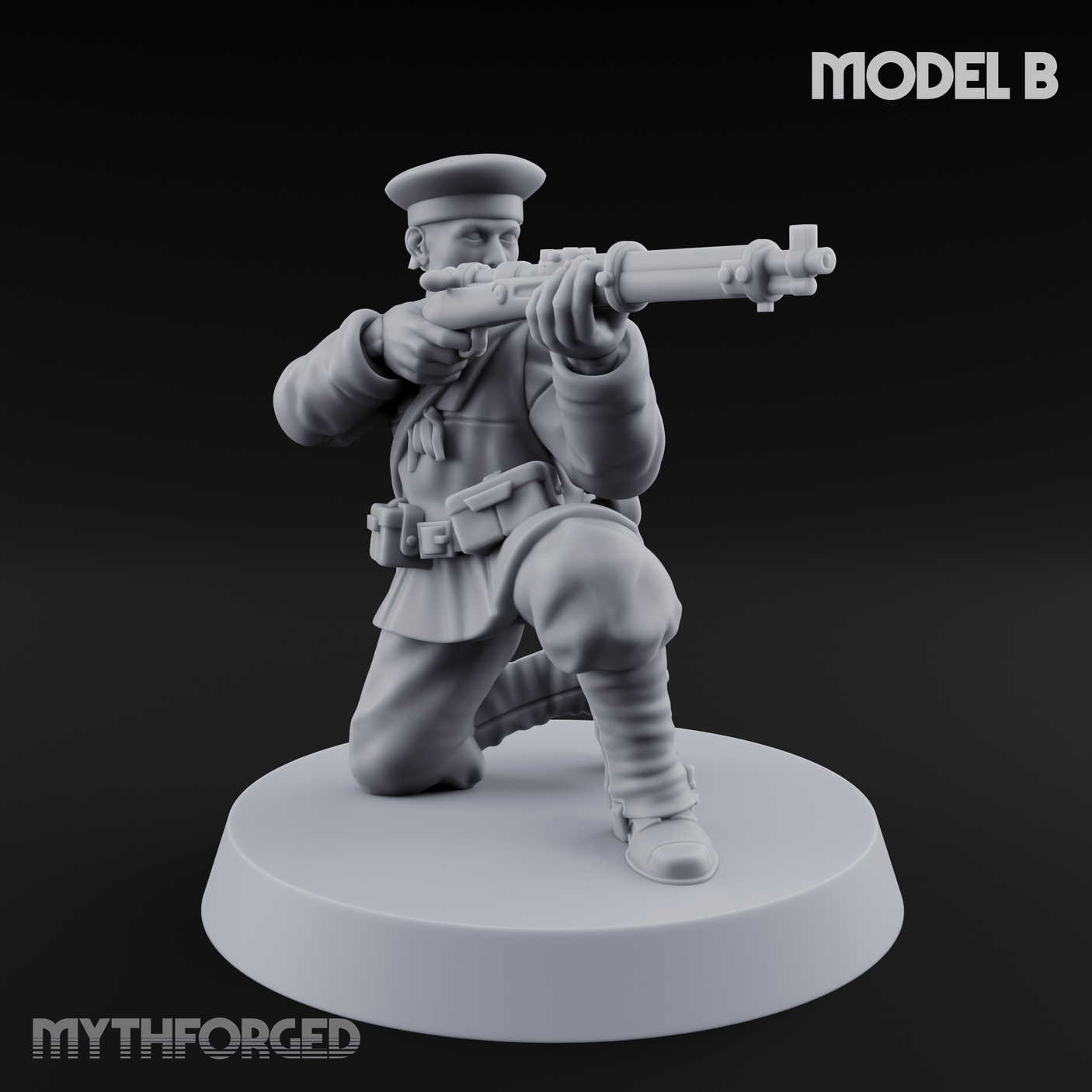 Weird War Japanese Aiming Riflemen B Miniature for Dungeons and Dragons, Pathfinder or other TTRPGs