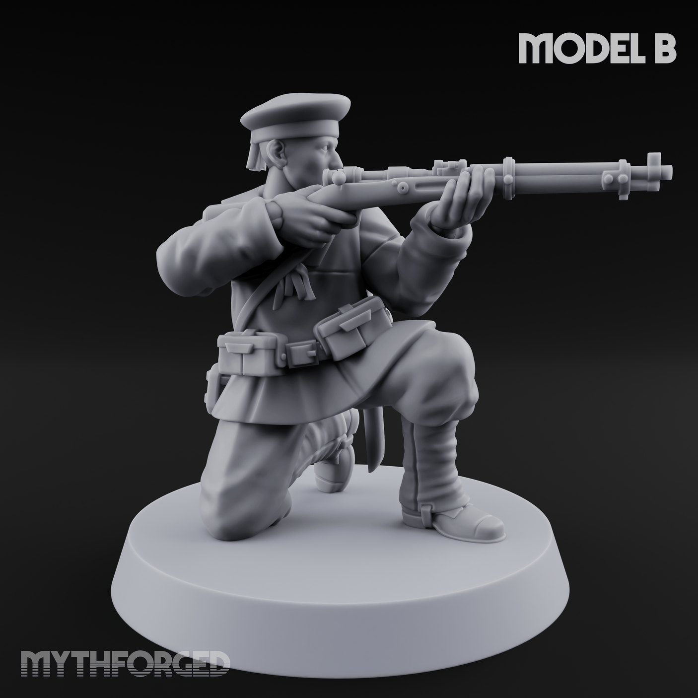 Weird War Japanese Aiming Riflemen B Miniature for Dungeons and Dragons, Pathfinder or other TTRPGs
