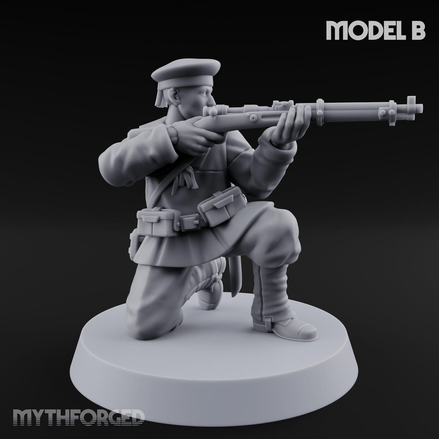 Weird War Japanese Aiming Riflemen B Miniature for Dungeons and Dragons, Pathfinder or other TTRPGs
