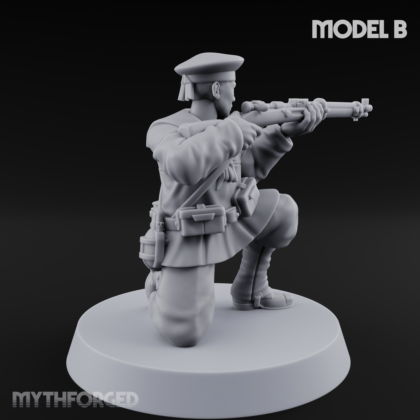 Weird War Japanese Aiming Riflemen B Miniature for Dungeons and Dragons, Pathfinder or other TTRPGs