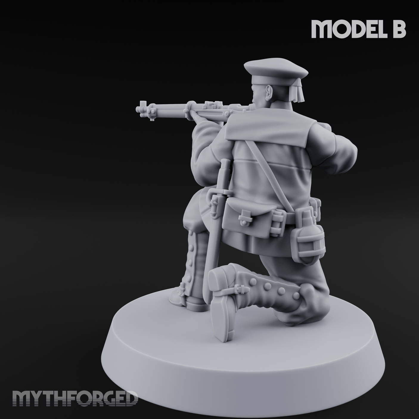 Weird War Japanese Aiming Riflemen B Miniature for Dungeons and Dragons, Pathfinder or other TTRPGs