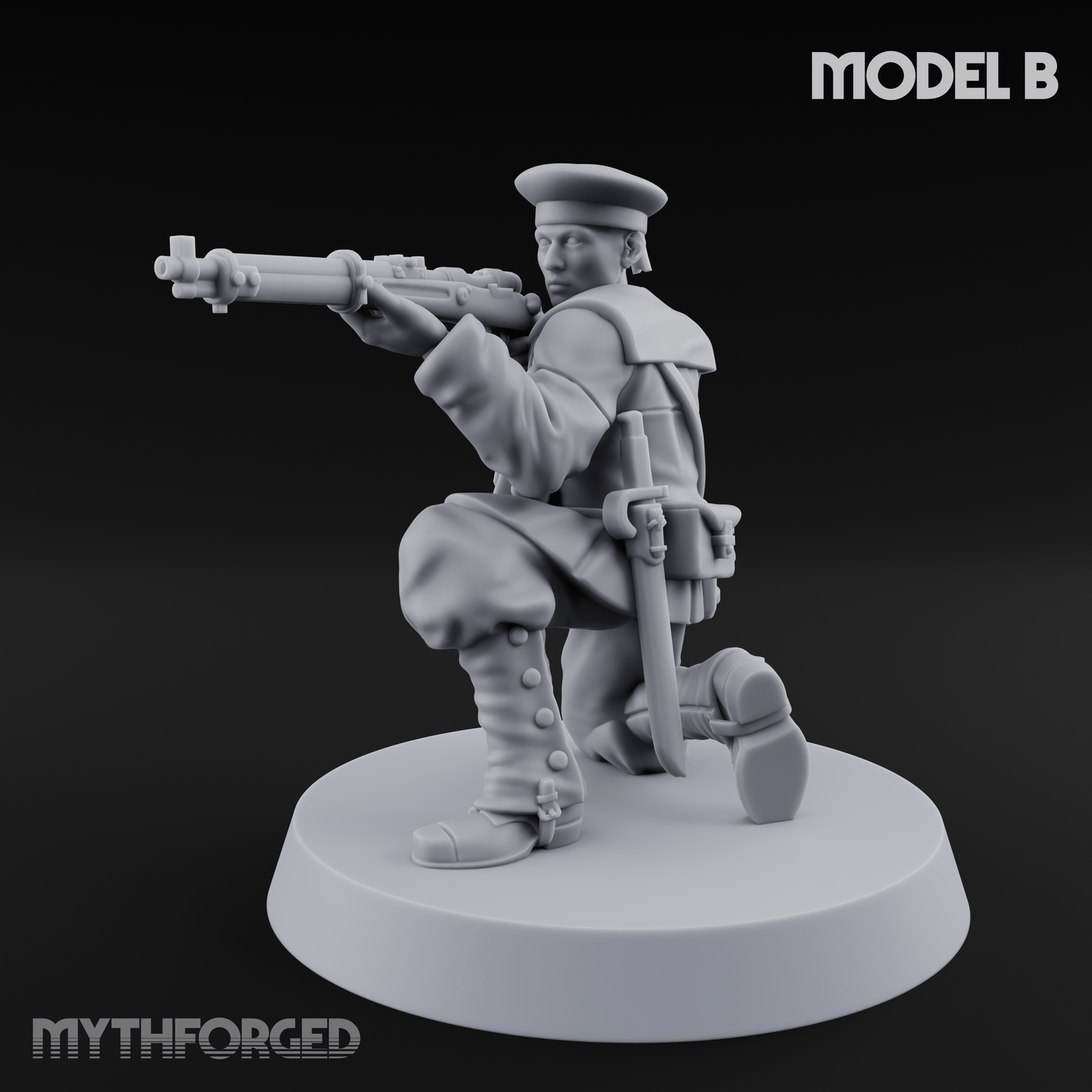 Weird War Japanese Aiming Riflemen B Miniature for Dungeons and Dragons, Pathfinder or other TTRPGs