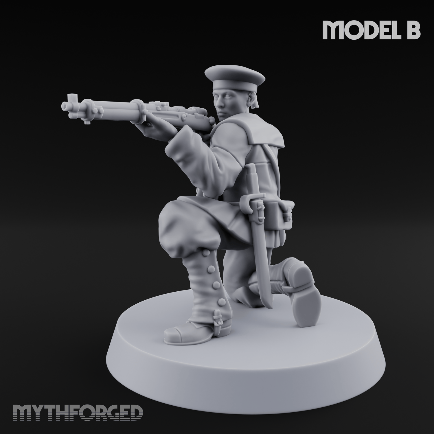 Weird War Japanese Aiming Riflemen B Miniature for Dungeons and Dragons, Pathfinder or other TTRPGs