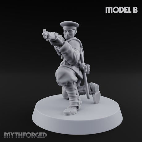 Weird War Japanese Aiming Riflemen B Miniature for Dungeons and Dragons, Pathfinder or other TTRPGs