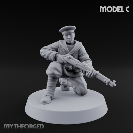 Weird War Japanese Aiming Riflemen Miniature for Dungeons and Dragons, Pathfinder or other TTRPGs