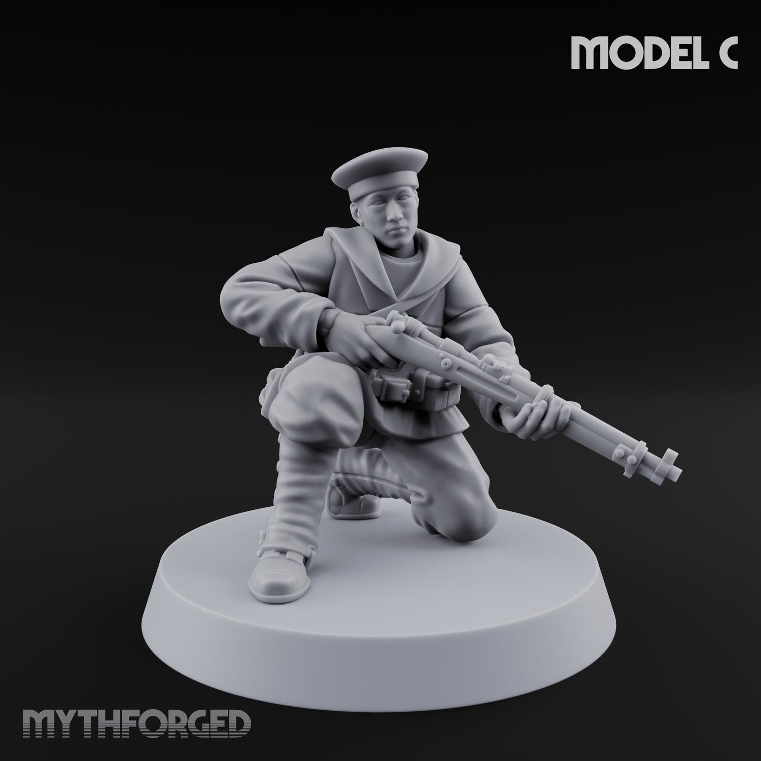 Weird War Japanese Aiming Riflemen Miniature for Dungeons and Dragons, Pathfinder or other TTRPGs