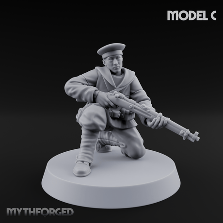 Weird War Japanese Aiming Riflemen Miniature for Dungeons and Dragons, Pathfinder or other TTRPGs