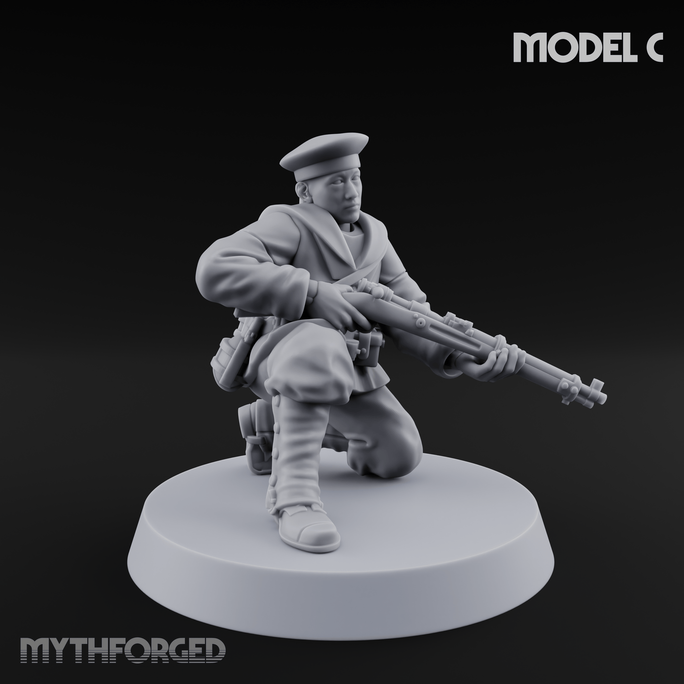 Weird War Japanese Aiming Riflemen Miniature for Dungeons and Dragons, Pathfinder or other TTRPGs