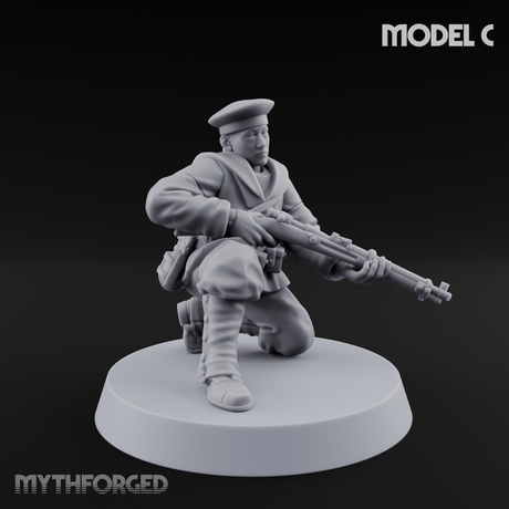 Weird War Japanese Aiming Riflemen Miniature for Dungeons and Dragons, Pathfinder or other TTRPGs