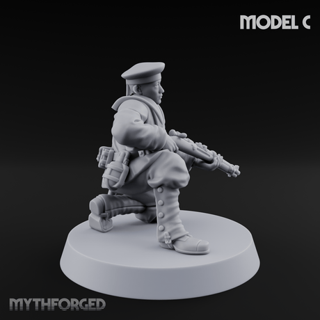 Weird War Japanese Aiming Riflemen C Miniature for Dungeons and Dragons, Pathfinder or other TTRPGs