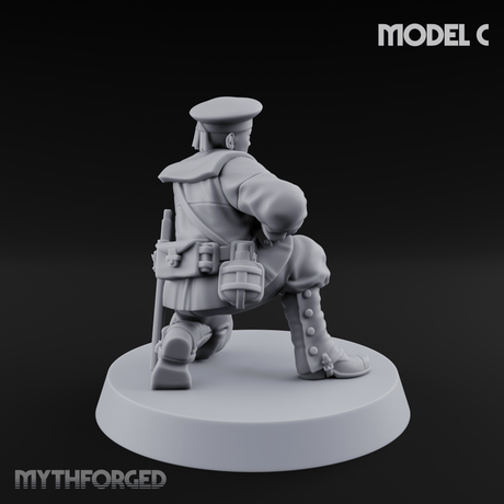 Weird War Japanese Aiming Riflemen C Miniature for Dungeons and Dragons, Pathfinder or other TTRPGs