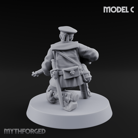 Weird War Japanese Aiming Riflemen C Miniature for Dungeons and Dragons, Pathfinder or other TTRPGs