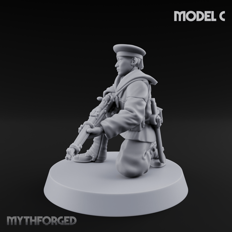 Weird War Japanese Aiming Riflemen C Miniature for Dungeons and Dragons, Pathfinder or other TTRPGs