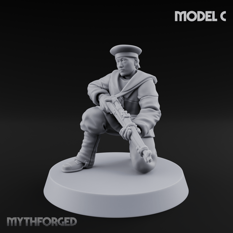 Weird War Japanese Aiming Riflemen C Miniature for Dungeons and Dragons, Pathfinder or other TTRPGs