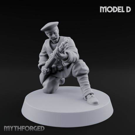 Weird War Japanese Aiming Riflemen Miniature for Dungeons and Dragons, Pathfinder or other TTRPGs