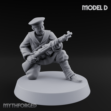 Weird War Japanese Aiming Riflemen Miniature for Dungeons and Dragons, Pathfinder or other TTRPGs