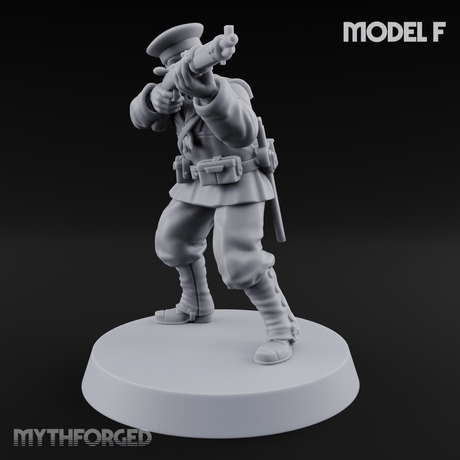 Weird War Japanese Aiming Riflemen F Miniature for Dungeons and Dragons, Pathfinder or other TTRPGs