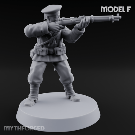 Weird War Japanese Aiming Riflemen F Miniature for Dungeons and Dragons, Pathfinder or other TTRPGs