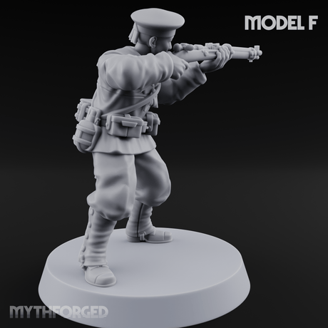Weird War Japanese Aiming Riflemen F Miniature for Dungeons and Dragons, Pathfinder or other TTRPGs