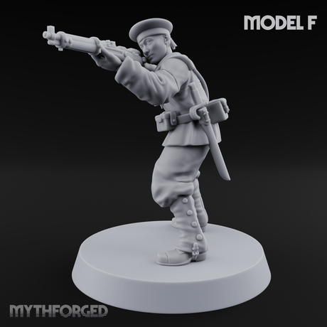 Weird War Japanese Aiming Riflemen F Miniature for Dungeons and Dragons, Pathfinder or other TTRPGs